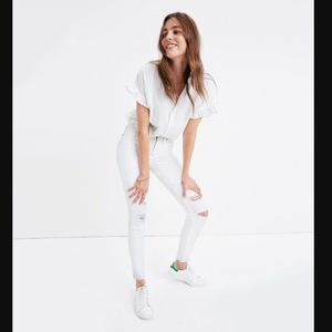 Madewell 9" High-Rise Skinny Crop Jeans in Pure White: Destructed Edition